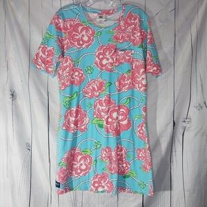Simply Southern Bloom Floral Pearl 100% Cotton Preppy Pocket T Shirt Dress